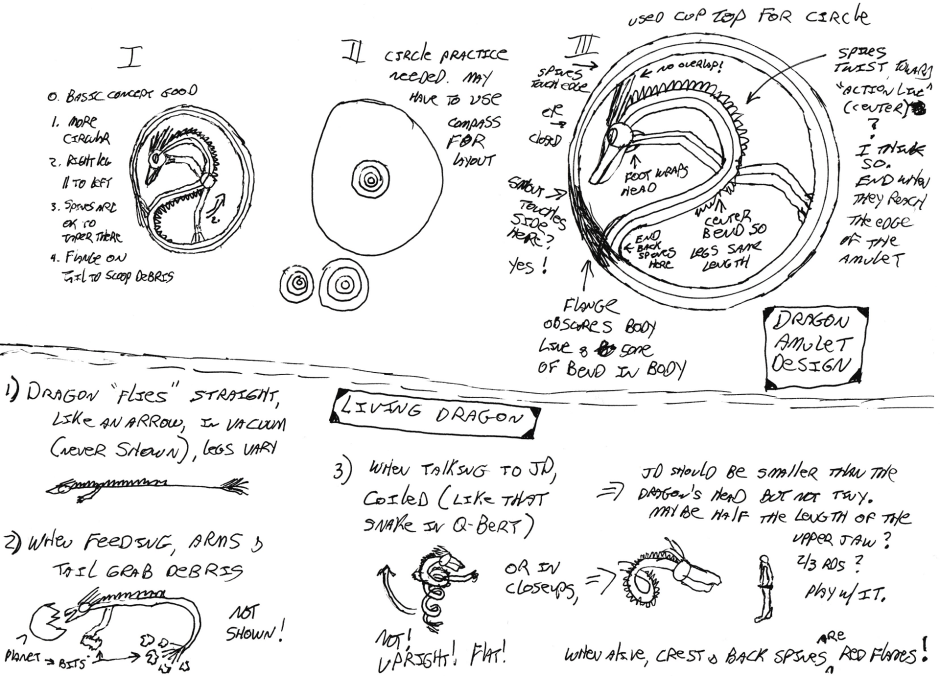 Dragon early character study - plan, not drawings